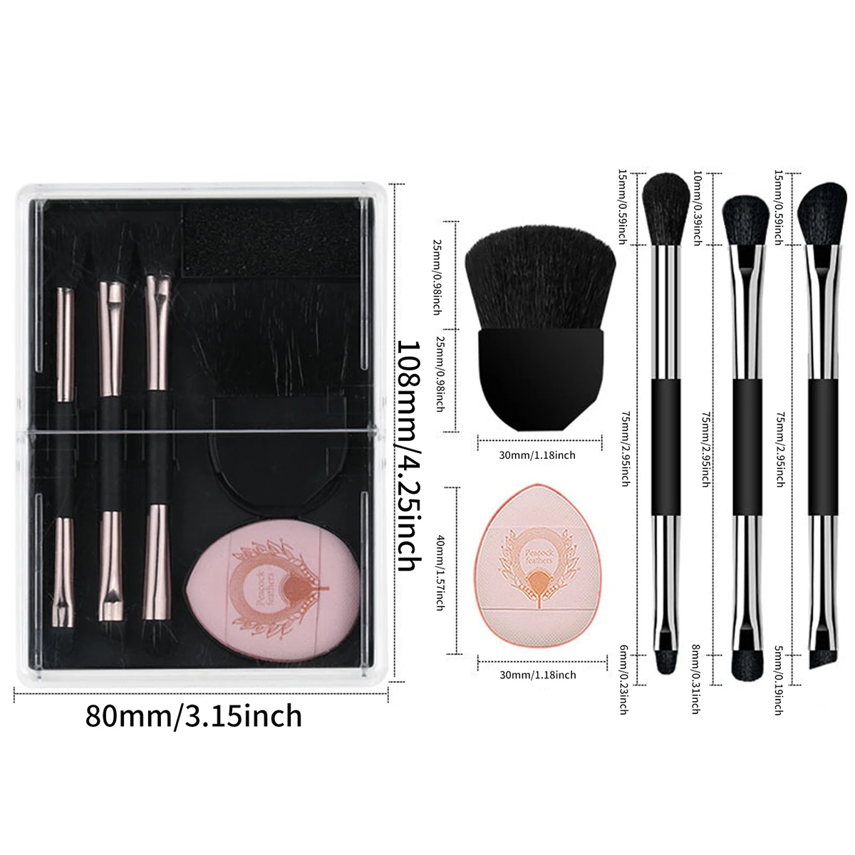 8-delige make-upborstelset met poederdons Professionele make-uptools voor dames