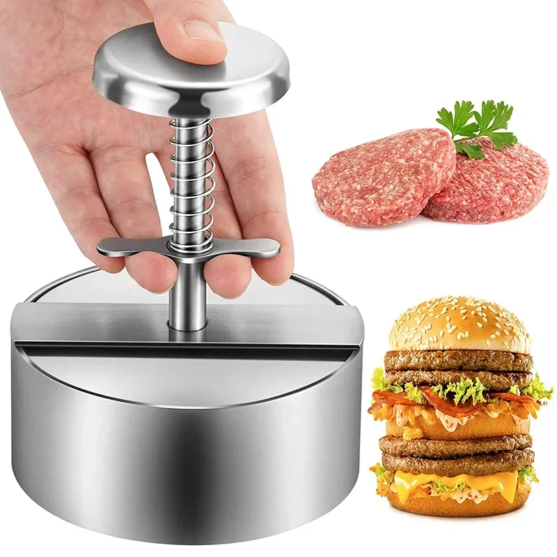304 Stainless Steel Burger Press, Adjustable Hamburger Patty Maker, Non-stick Patty Making Molds for BBQ Grill - Cooking Tools