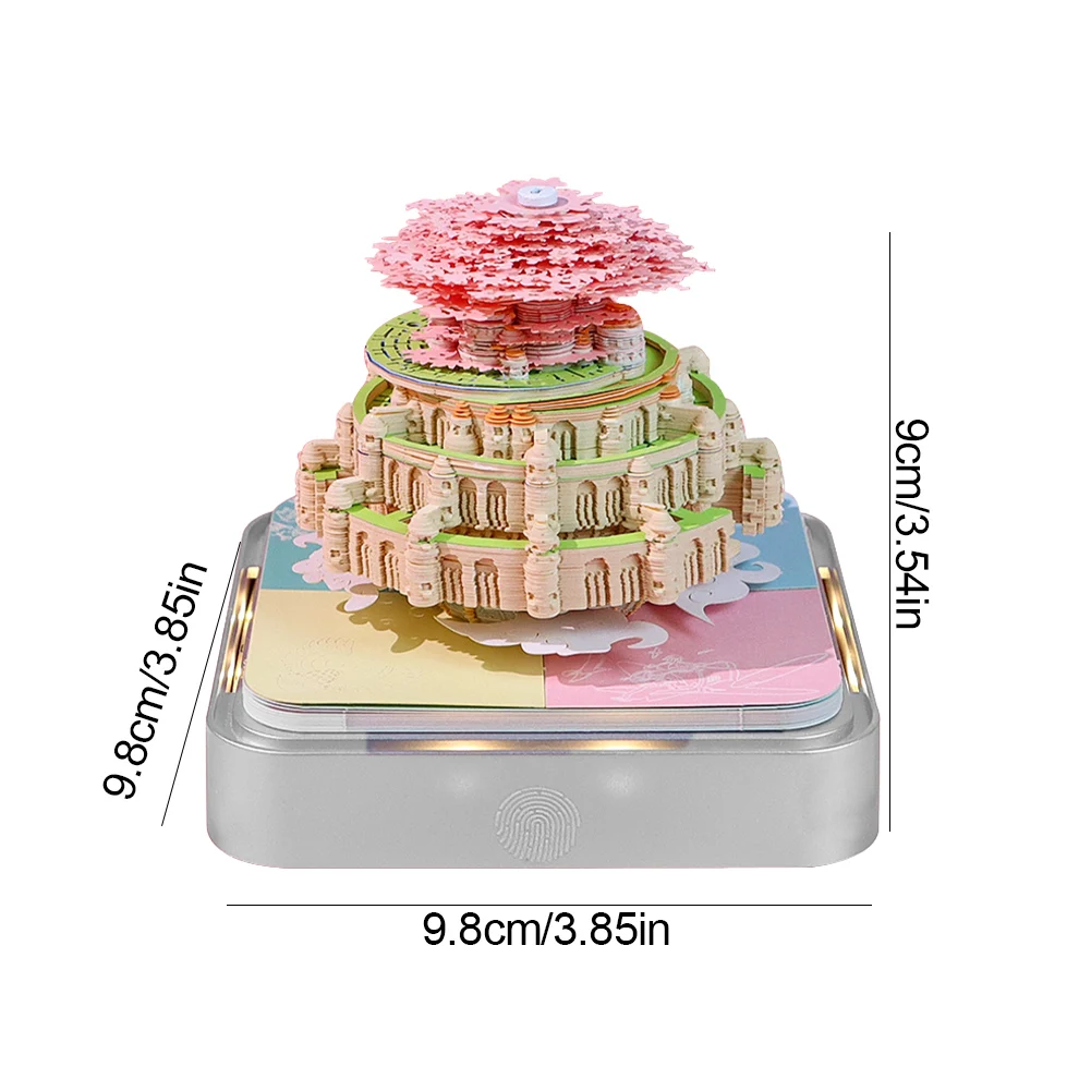 3D Desk Calendar 2025 Tear-Away 3D Paper Art Notepad with LED Light Paper Carving Calendar for House Sculpture Present