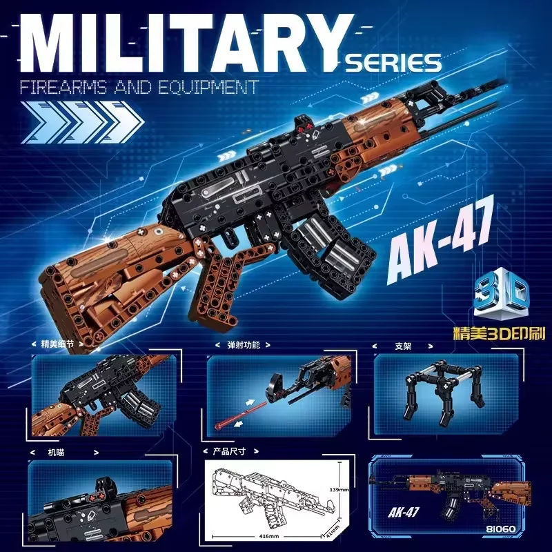Building blocks gun Kar98k sniper rifle Type 95 assault rifle AK47 military bricks DIY assembly Christmas gift view 5