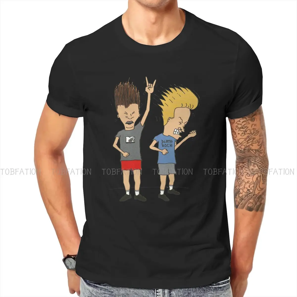 

Beavis and Butthead Funny Sarcastic Cartoon Rock Tshirt Graphic Men Tops Vintage Summer Clothing Harajuku Polyester T Shirt