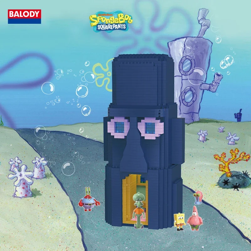 SpongeBob SquarePants serie Building Blocks karrugginito Krab ananas House Stone Statue Model Bricks bambini giocattoli fai da te regali di festa