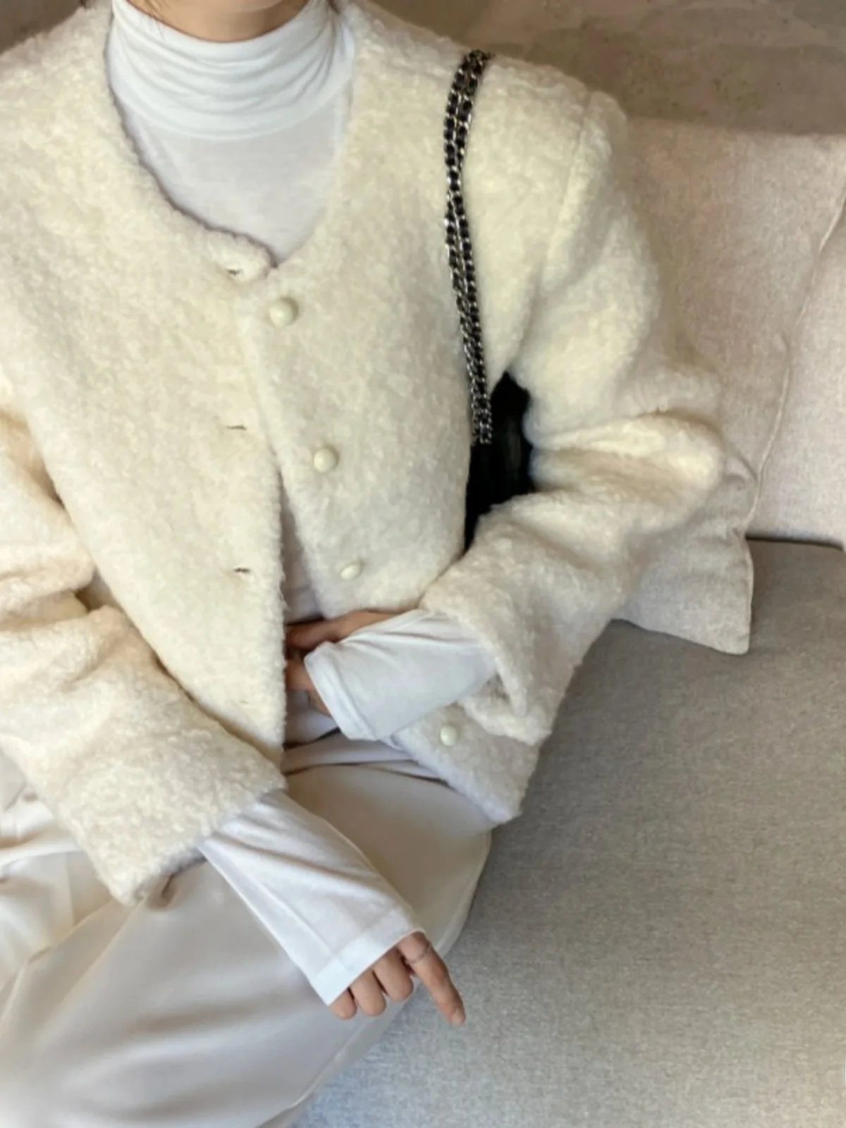 

Ele корейское шерстяное пальто, женское модное круглое пальто на одной пуговице, высококачественное длинное пальто све, стильный топ для поездок на работу