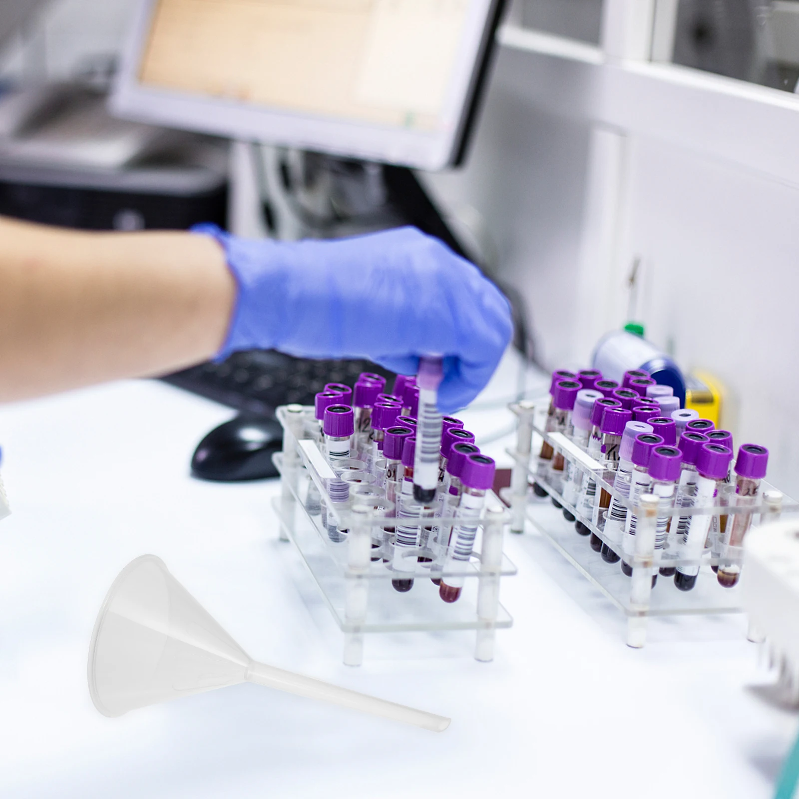 10 Pcs Plastic Funnel Scientific Triangle Laboratory Filling Small Pp Experiment