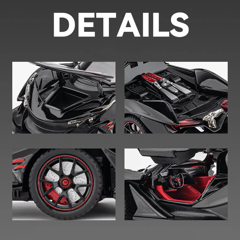 1:24 Apollo IE Intensa Emozione Alloy Car Diecasts & Toy Vehicles Car Model Sound and light Pull back Car Toys For Kids Gifts