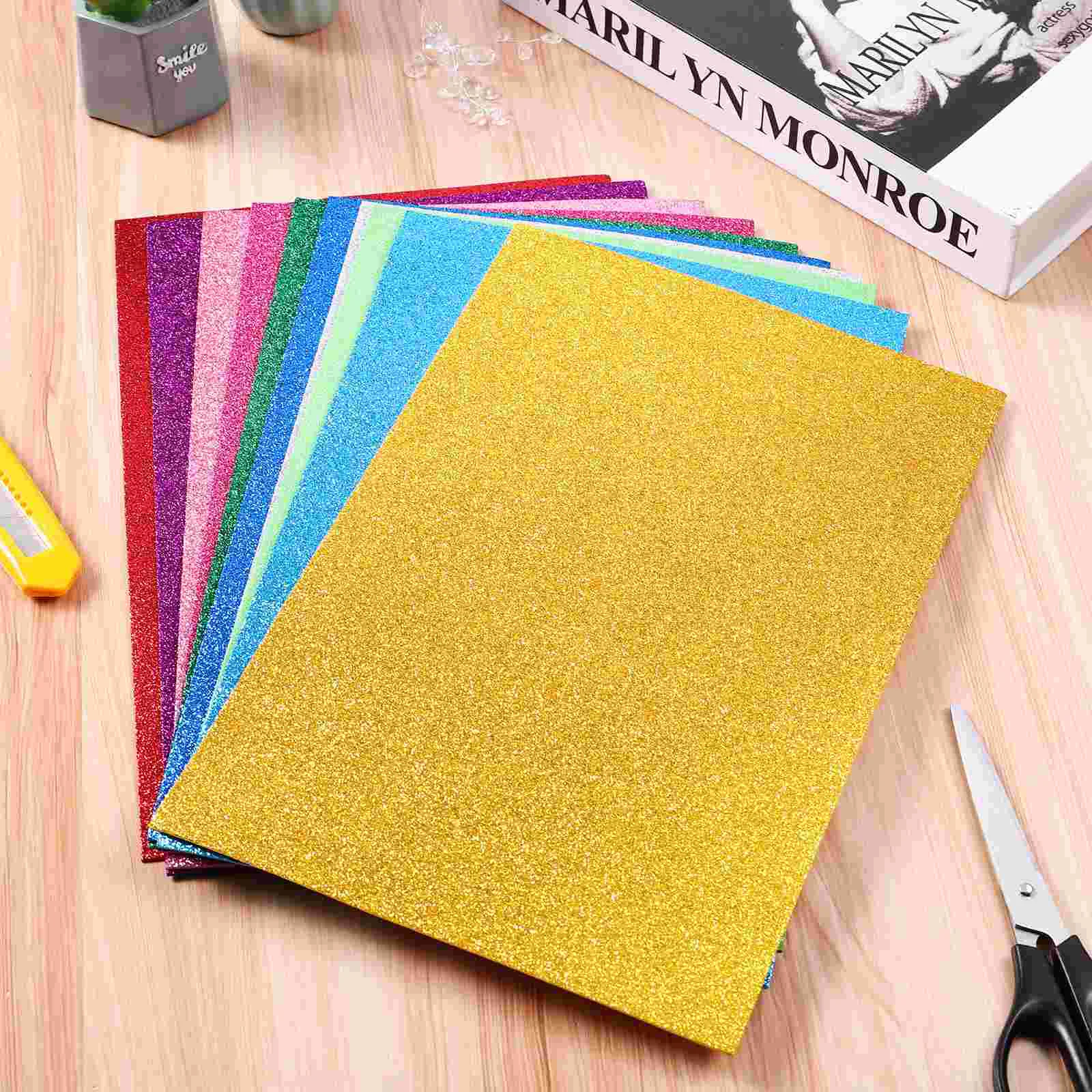 Supvox 10pcs Colorful EVA Sheets Handicraft Sheets Glittering Assorted Colored Sheets for Kids & Crafts Projects