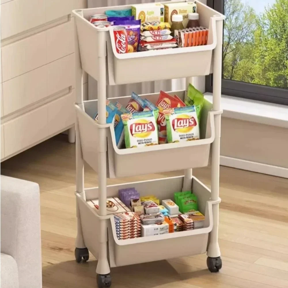 Trolley Bookshelf Portable Creative Kitchen Storage Racks Small Cart Snacks Multi Scene Applicable Silent Pulley Storage Rack