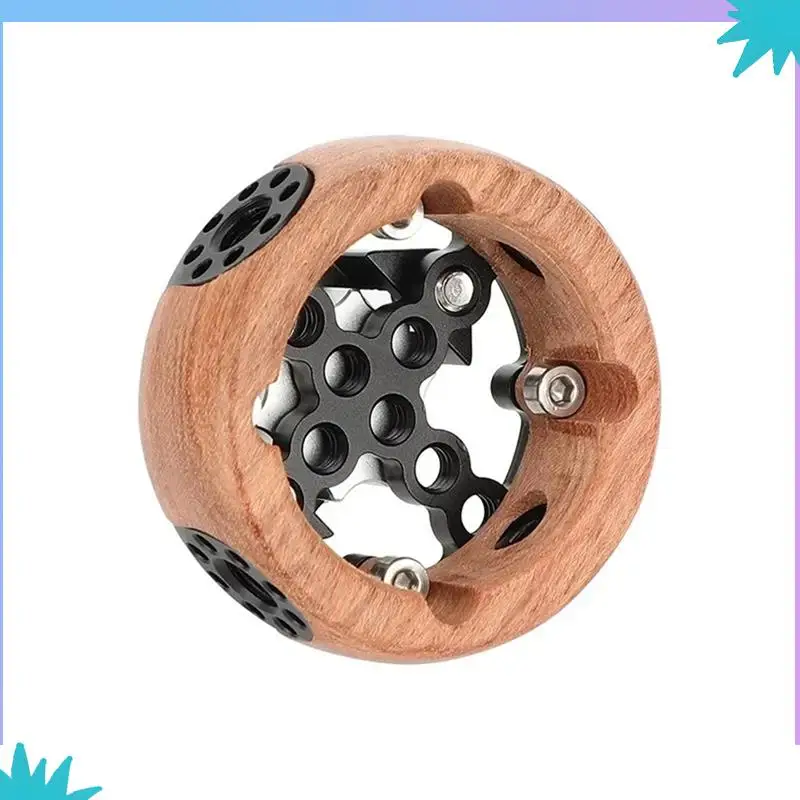 ABZW Round Camera Wooden Handgrip Handgrip For ARRI Rosette M6 Thread Mount Handgrip For DSLR Shoulder Rig Photography