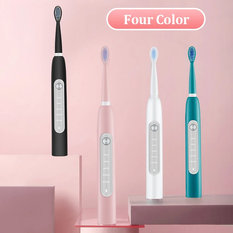 Nova escova de dentes elétrica adulto cabeça escova ultra sônica vibração usb preguiçoso carregamento cerdas macias à prova dwaterproof água uso doméstico conjunto par