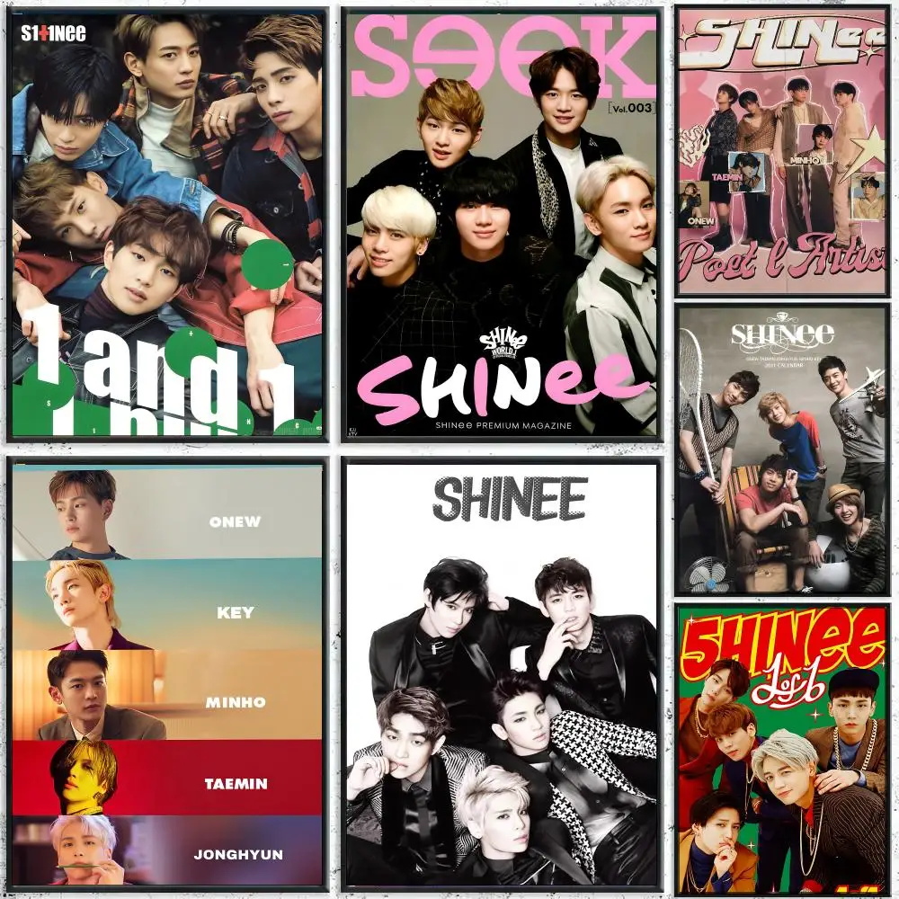 Kpop Band S-SHINee Poster Perfect Sticker Self Adhesive for Office Home Theater Wall Art Decor Fancy Gift