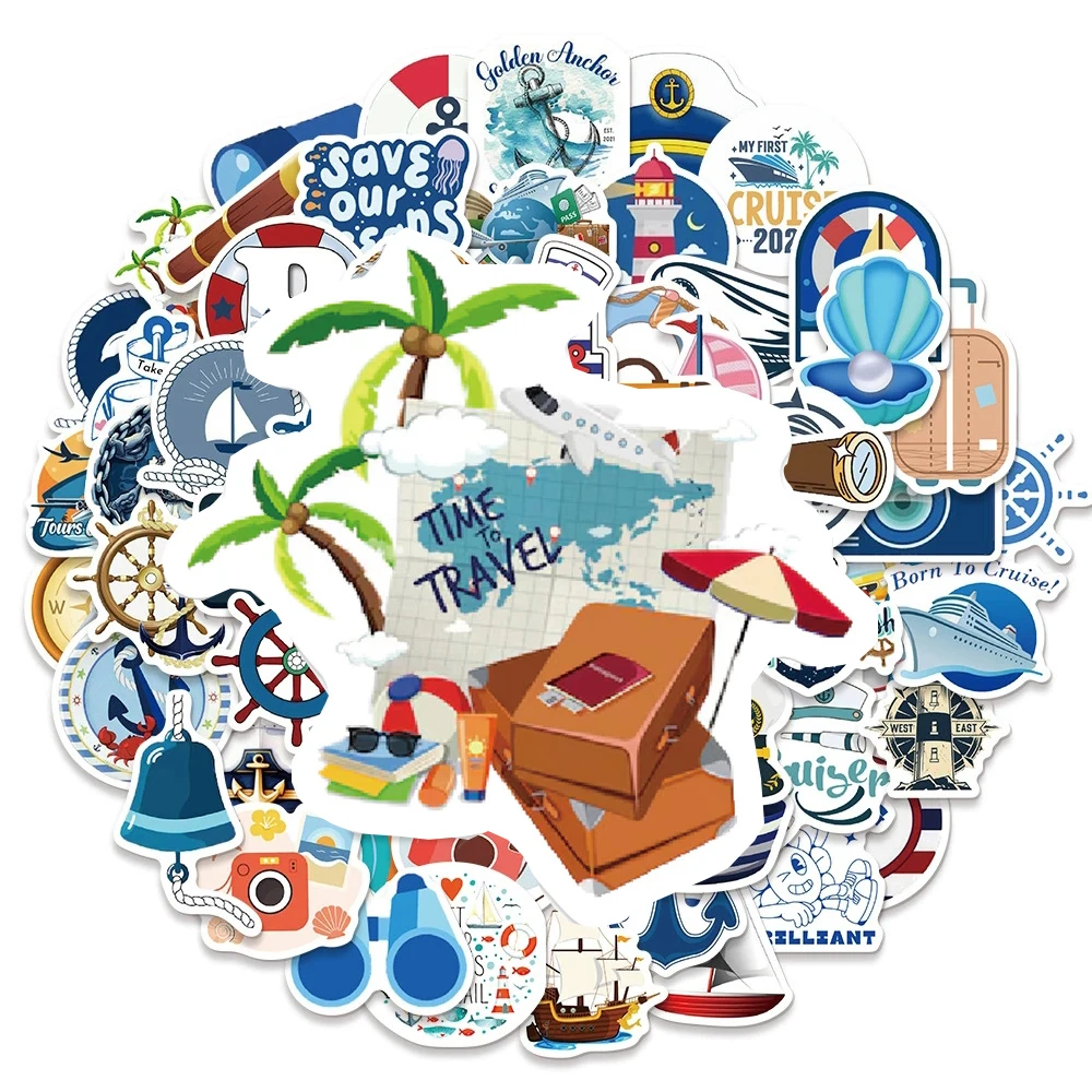 

10/30/50pcs Nautical Stickers Ocean World Anchor Cartoon Sticker for Skateboard Phone Laptop Guitar Cool Graffiti Decals DIY Toy
