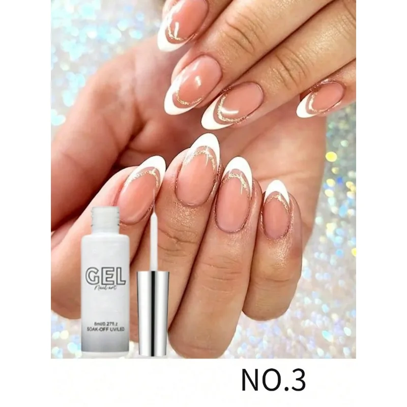 Esmalte Glitter Reflexivo, Gel Estilo Francês, Linha Glitter Pull, Listra Graffiti, Espumante Brilhante, Champanhe, Forro Dourado, 8ml