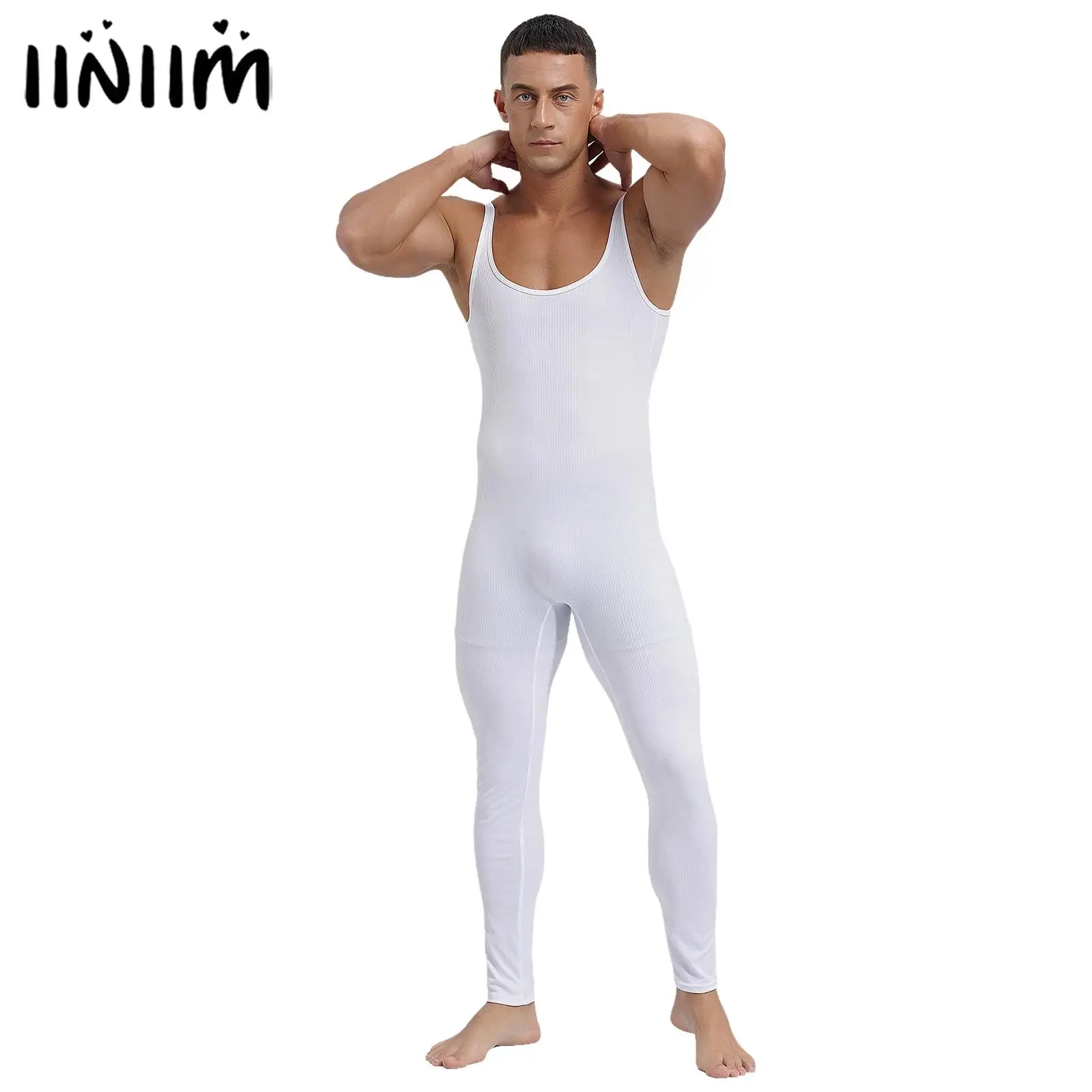 Mens Striped Athletic Tank Unitard Undershirts Stretchy Wrestling Singlet Bodybuilding Bodysuit Rompers for Workout Gymnastics
