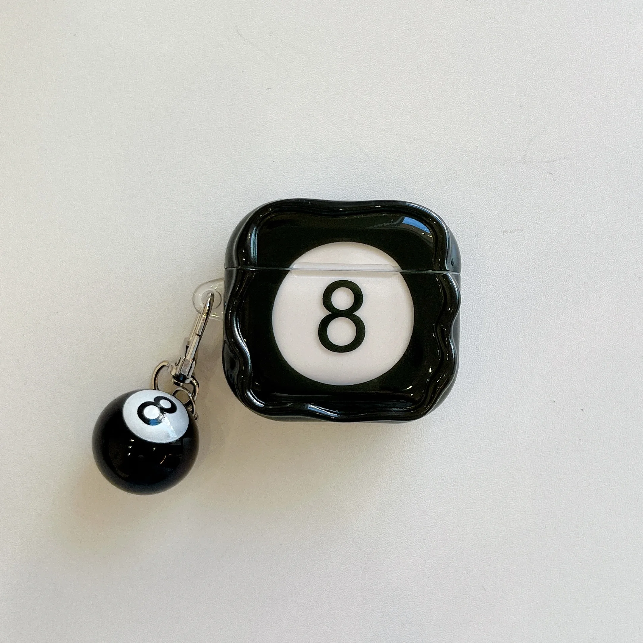 For Apple AirPods Pro3 AirPods 1 2 3 4 Pro 2 Case Creative simulation eightball  Earbuds Protective Cover With Pendant