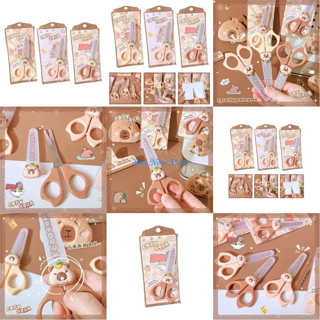 

20CE Safety Scissors Ergonomic Handle Small Craft Scissors with Scale for Kid Craft