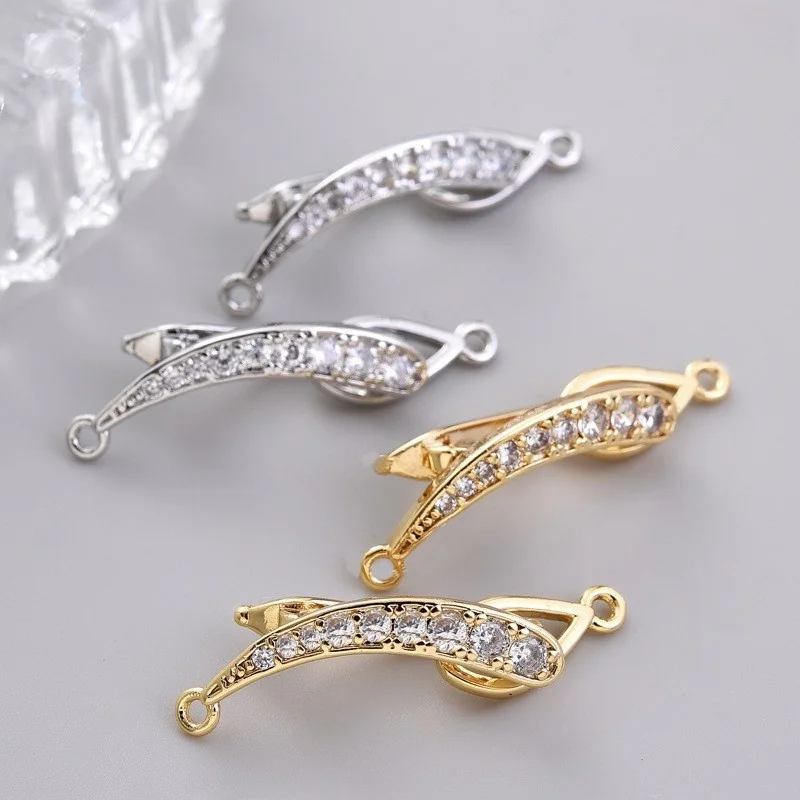 

DIY Jewelry Making Connector Gold Plated Brass Pearl Sweater Buckle Curved Pea Buckle Handmade Necklace Bracelet Accessories