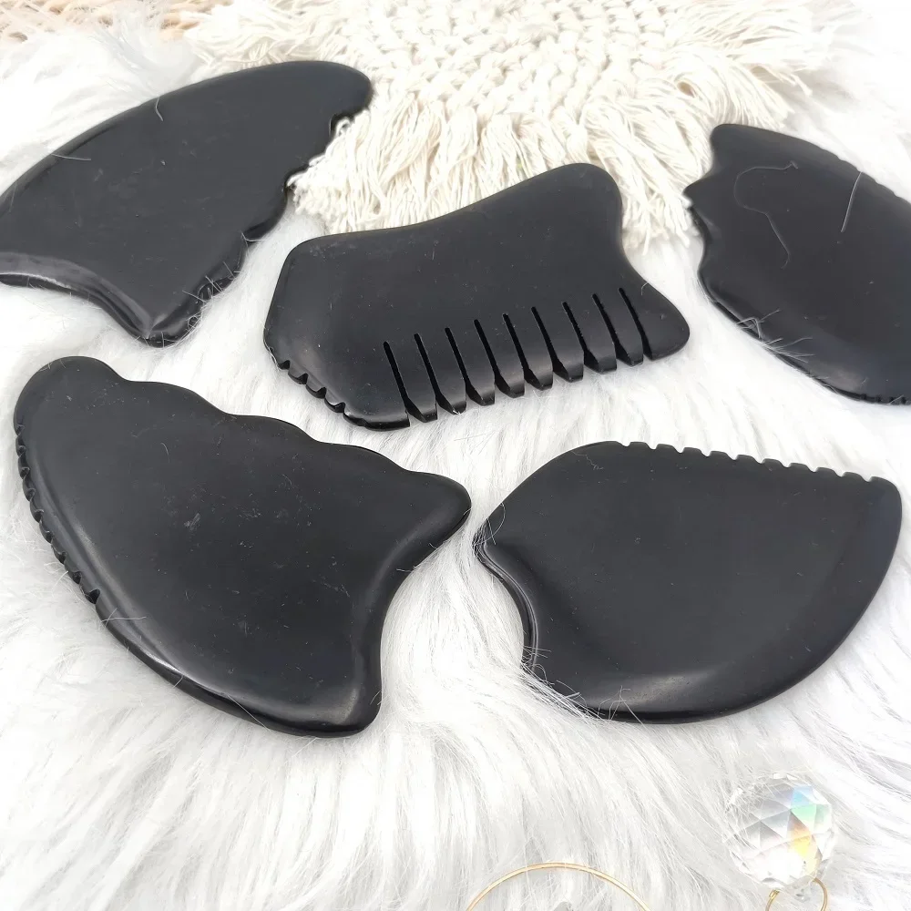 SPA Acupuncture Scraping Body Foot Back Face Neck Massager Beauty Guasha Board Black Bian Stone Gua Sha Massage Tools