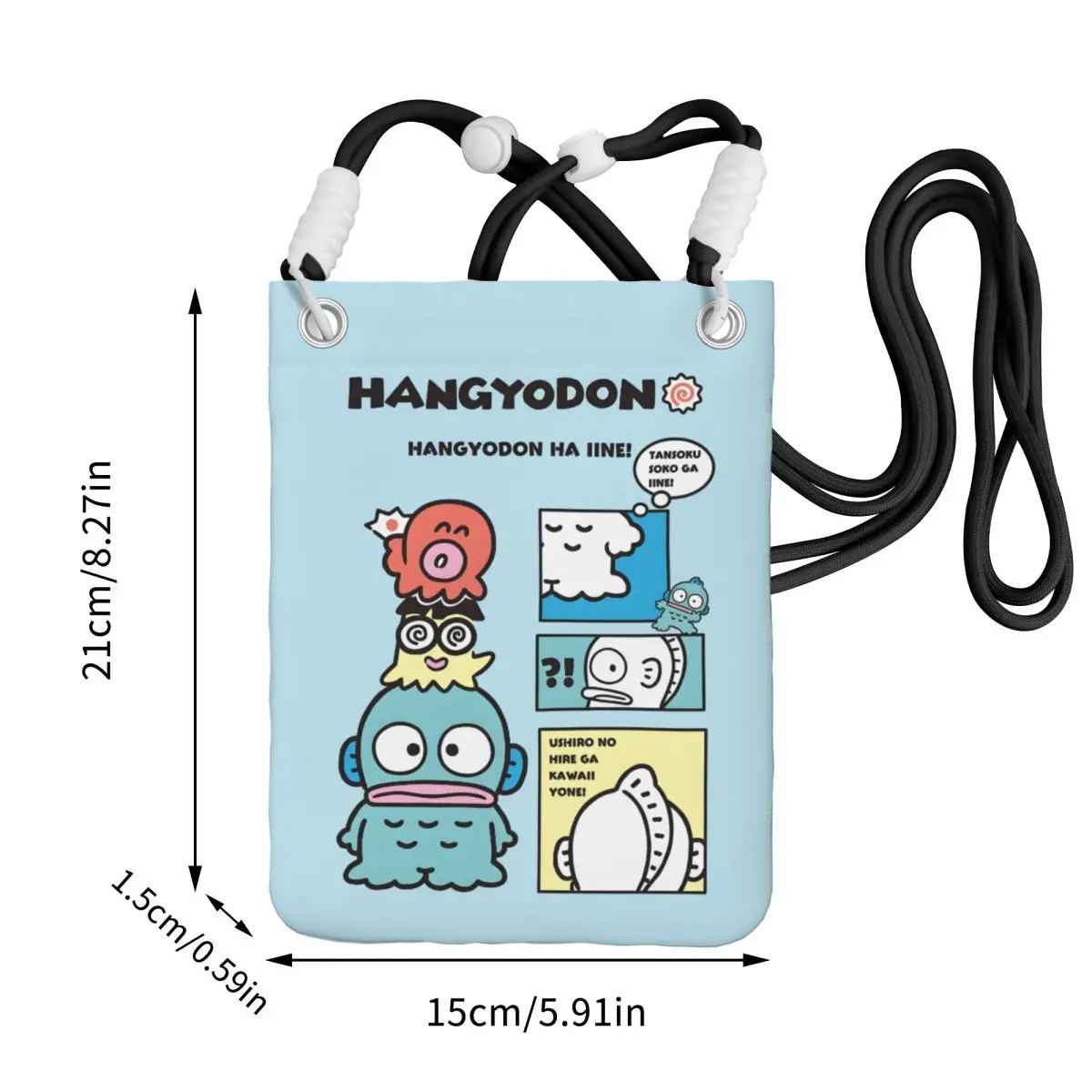 أزياء مخصصة Hangyodon حقيبة الهاتف المحمول لتشغيل الرجال النساء جميل صغير Crossbody محفظة الهاتف الذكي المحفظة مع حزام