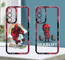 Marvel Deadpool Cartoon Cute For Samsung Galaxy S24 S23 S22 S21 S20 Plus FE Ultra A52 A53 A54 Angel Eyes Transparent Phone Case