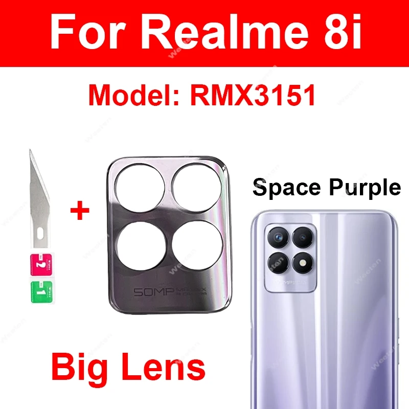 Rear Camera Glass Lens For OPPO Realme 8 8Pro 8i 5G Back Camera Lens with Sticker Replacement Parts