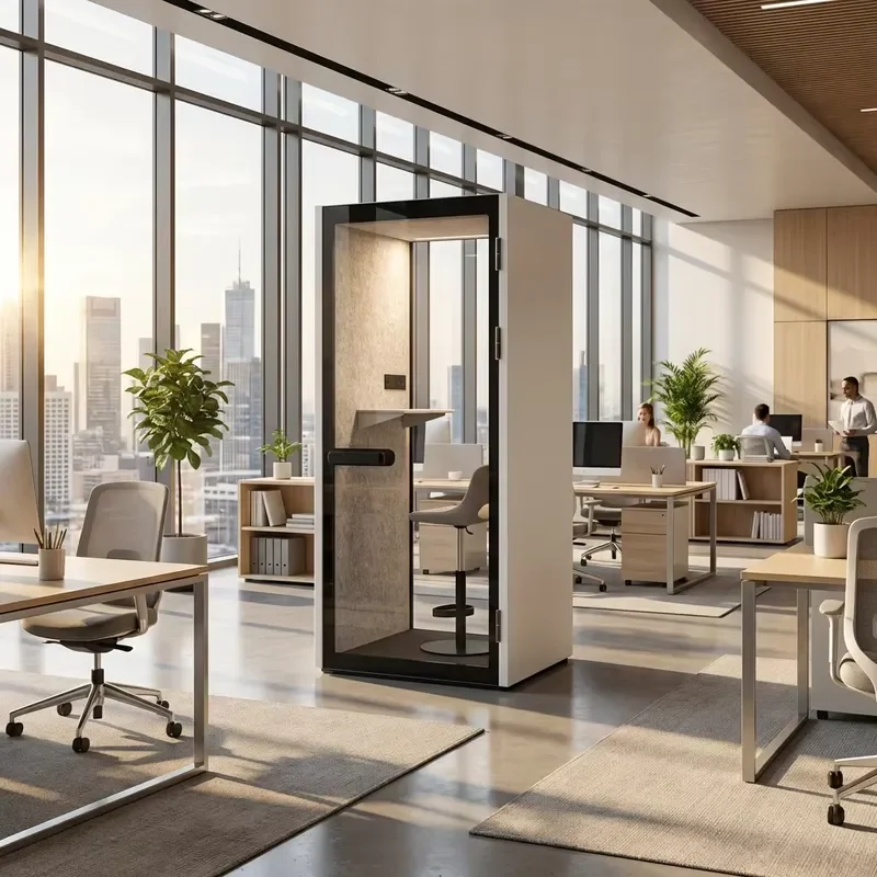 for Modern Sound Insulation Single Office Cabin 28dB Noise Reduction Phone Booth Aluminum Alloy Frame Portable Privacy Space