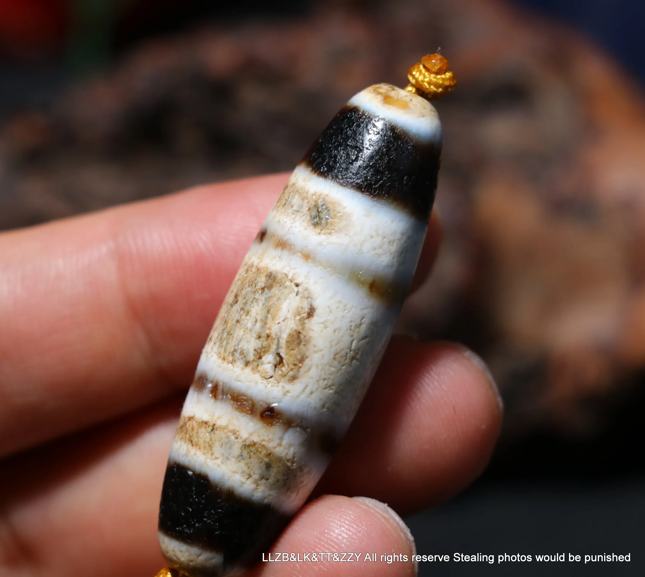 Magic Power Energy Tibetan Old Agate Line Type Healer Medicine Totem dZi Bead Amulet Pendant Talisman UPD220724A95