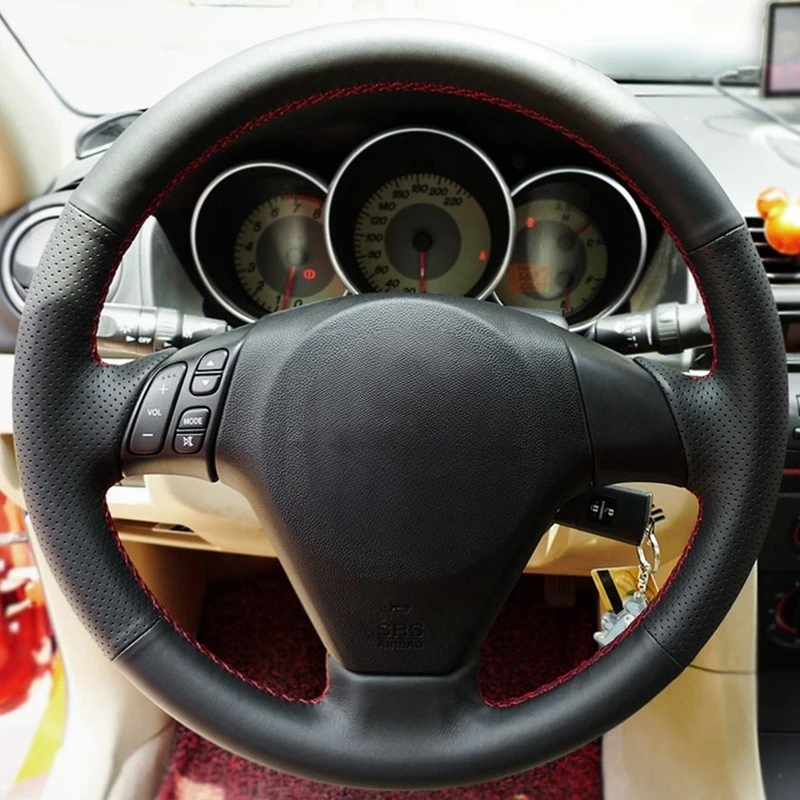 DIY Artificial Leather Steering Cover Black Car Steering Wheel Cover For Old Mazda 3 Mazda 5 Mazda 6 Pentium B70