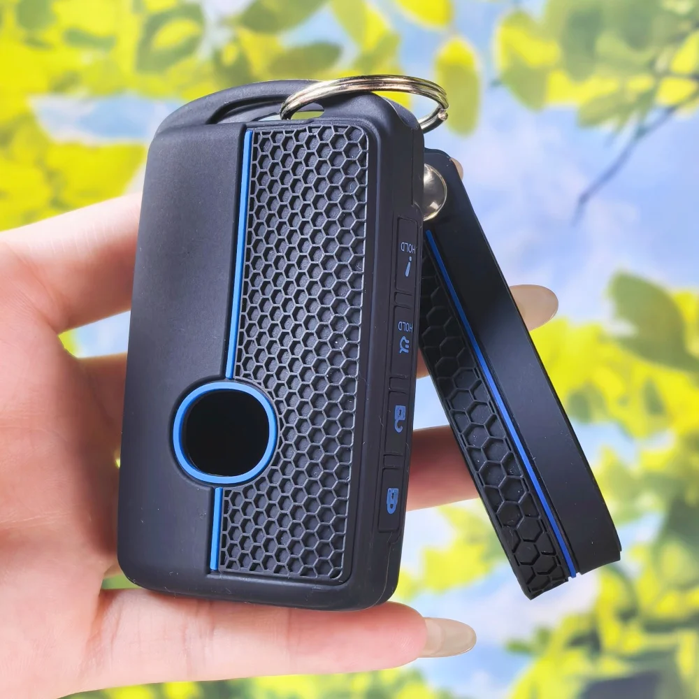 Stylish Honeycomb Key Protector with Keychain for Mazda CX9 CX3 CX5 CX8 CX30 CX60 2 3 6 Alexa CX90 MX30 X5 X9 SS30 MX5 Key Caps