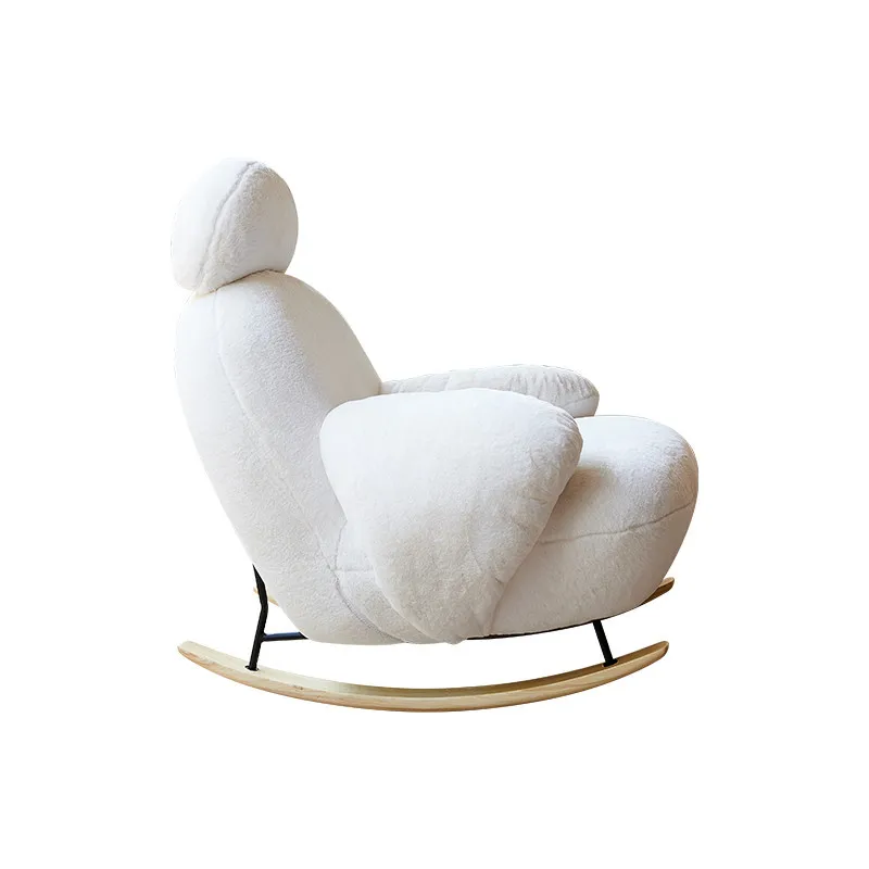 Chair Furniture Cotton Textured Solid Wood Foot Sheet Armchair Lamb Rocking Chair