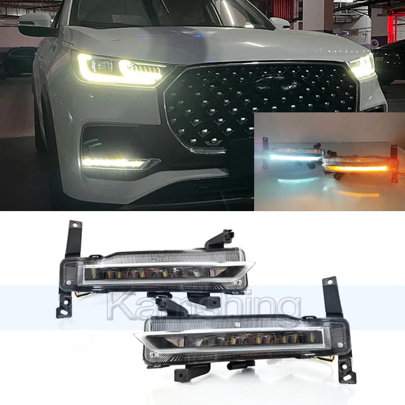 

Kamshing 1pair Daytime Running Light For Tiggo 8 Plus 2022-2024 LED Foglight DRL Day Light Turn Signal Foglamp