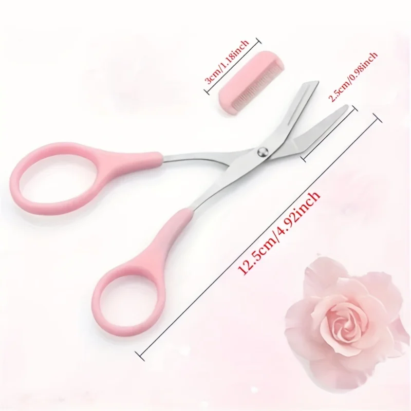 1Pcs Safe Eyebrow Trimmer Stainless Steel Eyebrow Scissors with Comb Hair Removal Shaver Eyebrows Shaping Makeup Tool