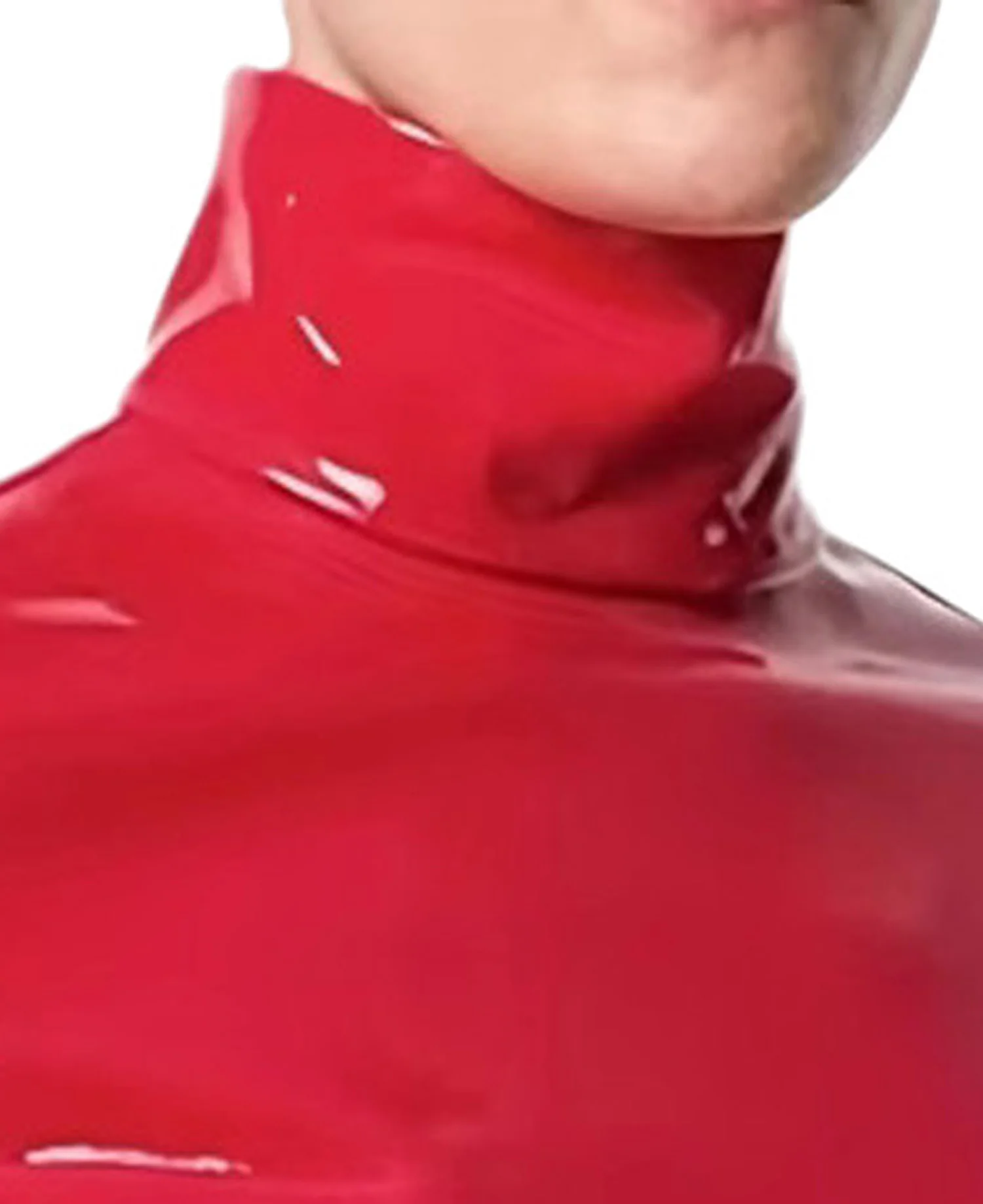 Women Glossy PU Leather Shirts Raves Party Top Turtleneck Long Sleeve Back Zipper T-shirt Catsuit Top for Club Music Festival