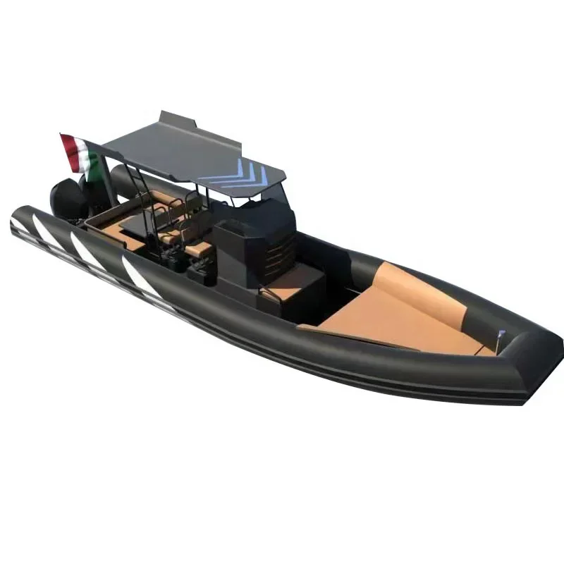 Barco acanalado de PVC/Hyperion con carcasa de aluminio de 15 asientos de alta velocidad RIB760 de 25 pies con luces de navegación y asientos, ayuda