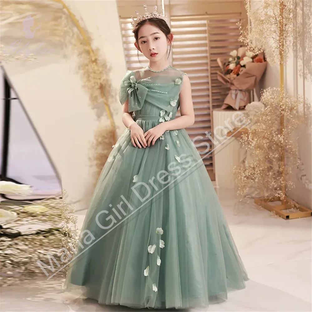 

Customize Children's Dress Birthday Elegant Wedding Party Flower Girls Dresses Mesh Girl Banquet Communion Evening Gown