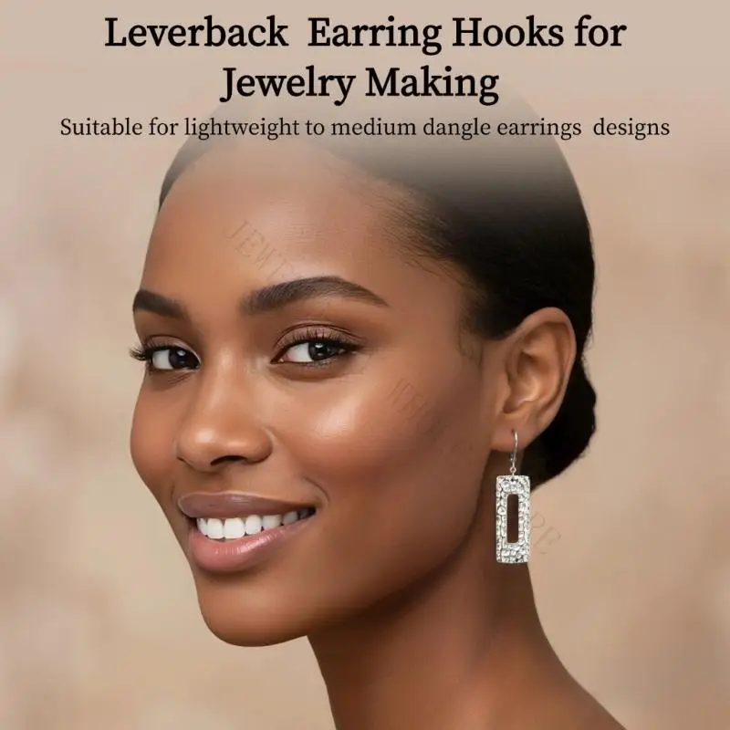 R7UF Earring Hook Leverback Set for Beads, Drops and DIY Repair Use