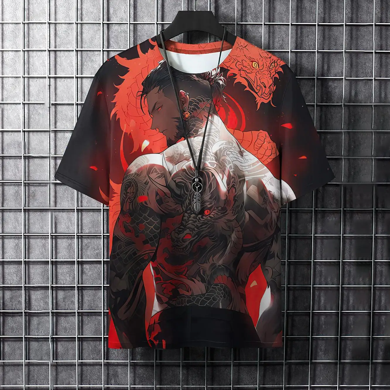 Cartoon Animal Men\'s T-shirt Cool Samurai Tattoo Graphic T Shirts Trend Casual Harajuku Streetwear 3D Printed Hip Hop Tees Tops