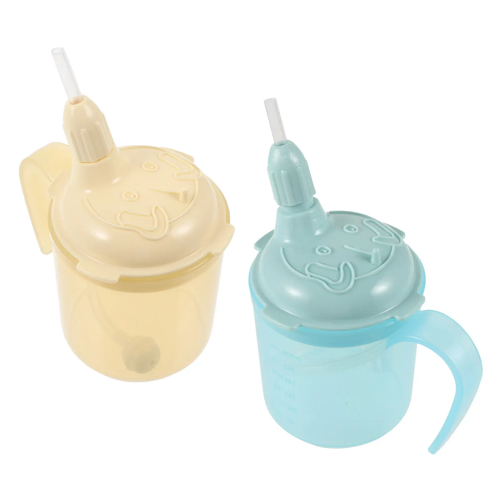 2Pcs Nursing Straw Cup Spill Proof Elderly Sippy Cup Lightweight Safe Liquid Feeding Mug for Disabled Patients Bedridden Seniors