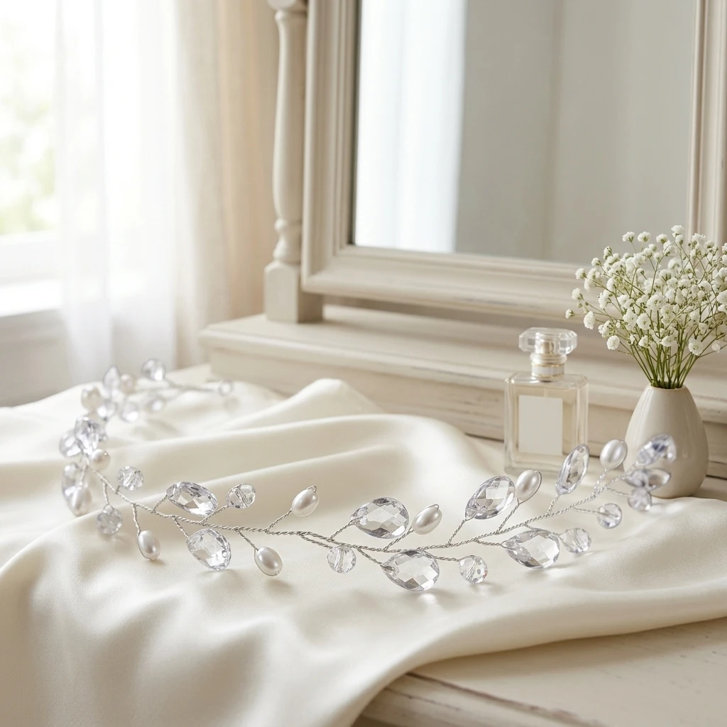 Elegant Hairband Crystal Waterdrop Headband for Bridal Wedding Ceremony Accessories Graceful Korean Style Party Hair Jewelry