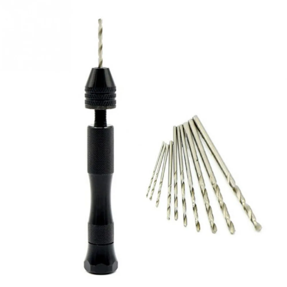 Mini Hand Drill Reamer Chuck Clamp 0.3-4.0mm Jewelry Craft Hand Pin Hole Drill Jewelers Burs Wood Drilling Set