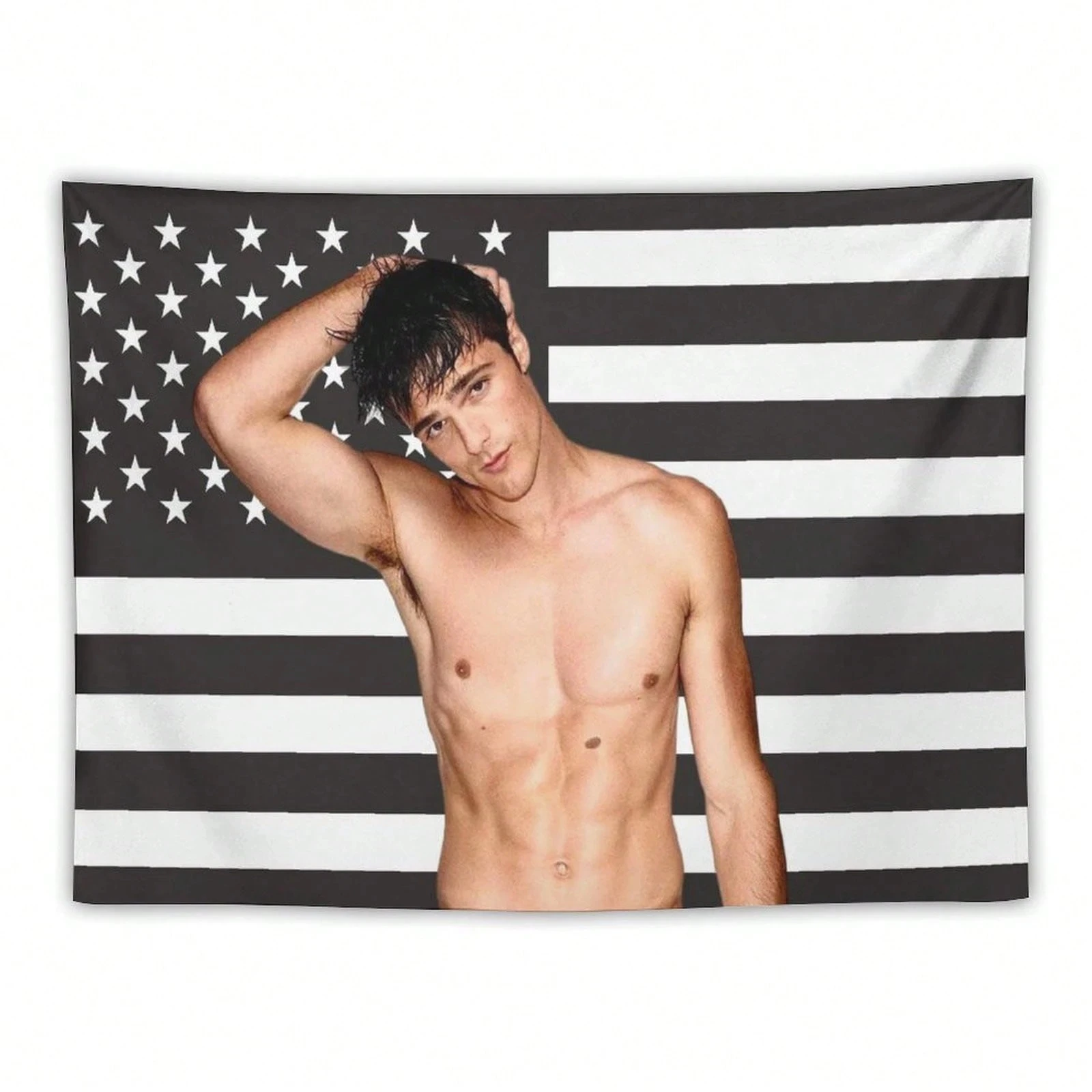 Jacob Elordi Print American Flag Large Tapestry, Large Wall Tapestry for Bedroom Living Room Office, Unique Home Decor, Easy