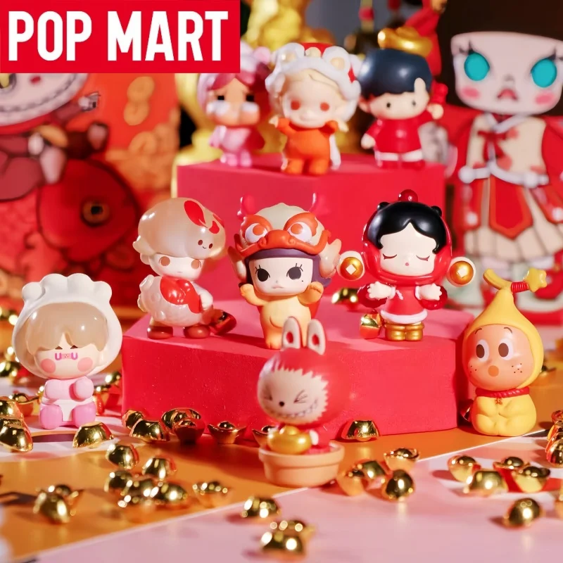 

Оригинальная коллекционная мини-фигурка POP MART Horse Year Pop Bean, лимитированная серия «Счастливый конь», милый Мамафуфу, модель-украшение, подарочная коробка-сюрприз