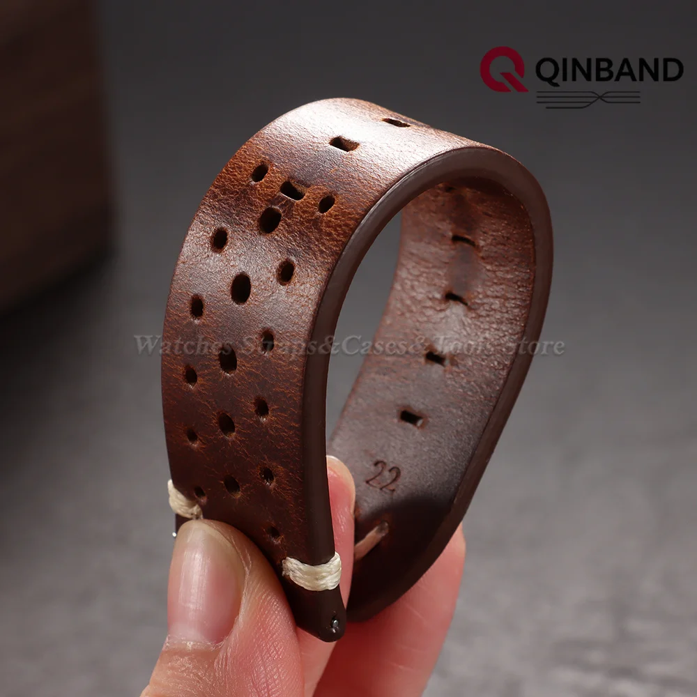 Atmungsaktives Ölwachs-Uhrenarmband aus Rindsleder 20mm 22mm für Samsung Galaxy Watch 7/6/5/4 für Smartwatch-Armband Echtes Leder Handgelenksband – Detail 4