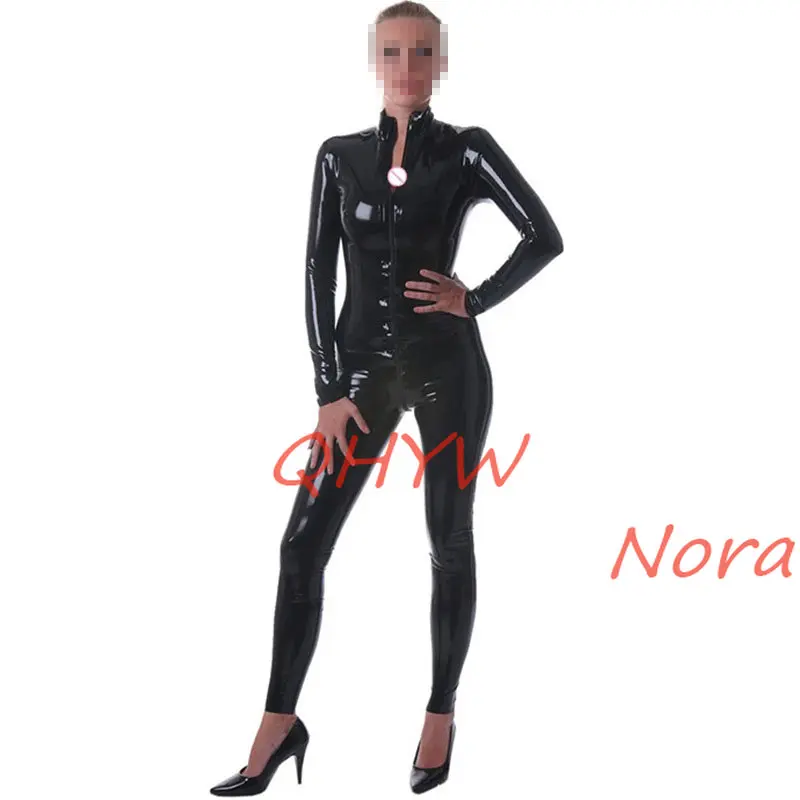 

Latex Catsuit Black Color with Front Zip Sexy Fetish Rubber Bodysuits Customize XS- Xxl Plus Size for Women Cosplay Costumes