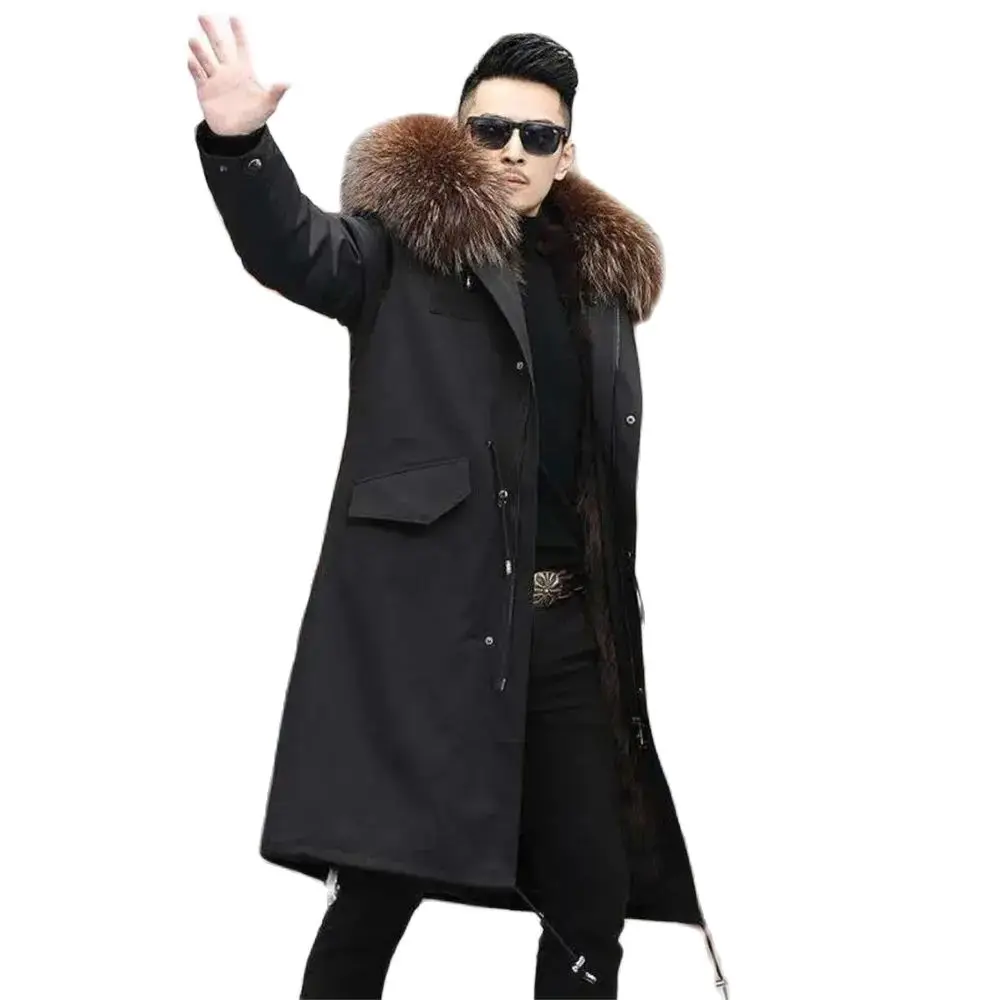 Detachable Fur Lined Thick Warm Parkas Winter Jacket Men Imitation Fur Coat Thicken Outerwear Men Parka High Quality Hooded