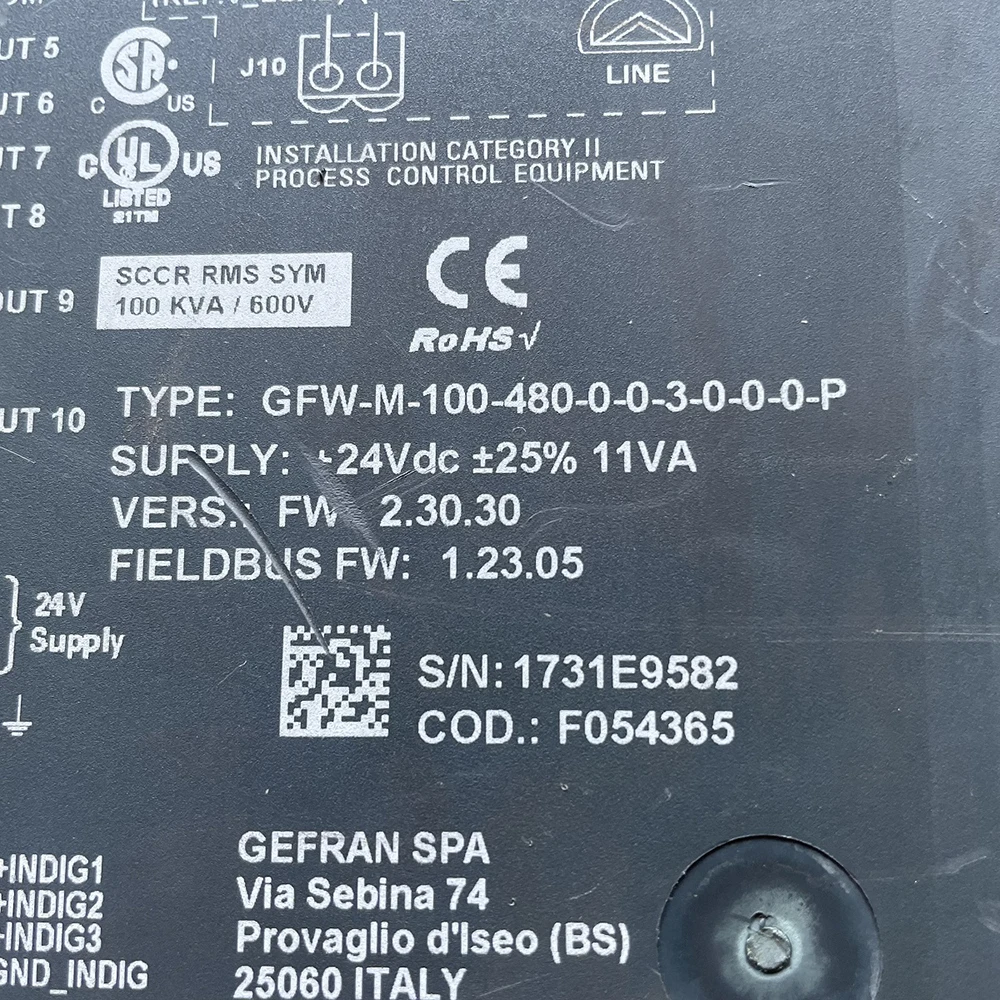 GFW-M-100-480-0-0-3-0-0-0-P F054365 Controller For GEFRAN