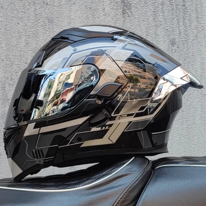 Hots ORZ Multi Colored Lens Tail Wing Modular Dual Visor Motorcycle Helmet Full Face Mask Racing Motocross DOT Helmet