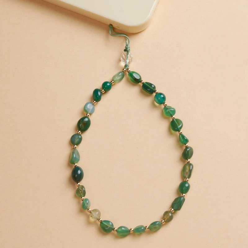 

Зеленый агат, цепочка для мобильного телефона, ремешок для телефона, натуральный белый кристалл, ремешок на запястье, ремешок для ключей от телефона