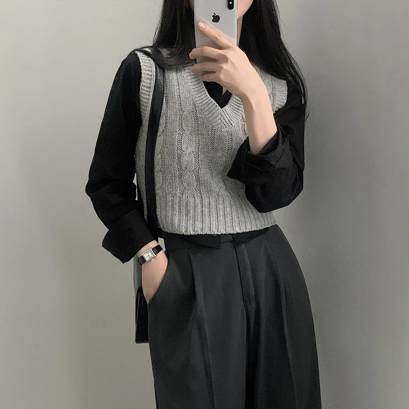 10 Colors Basic Casual Shirts Women All-Match Loose Turndown Collar Cropped Shirt Top Woman Autumn Streetwear Long Sleeve Blouse