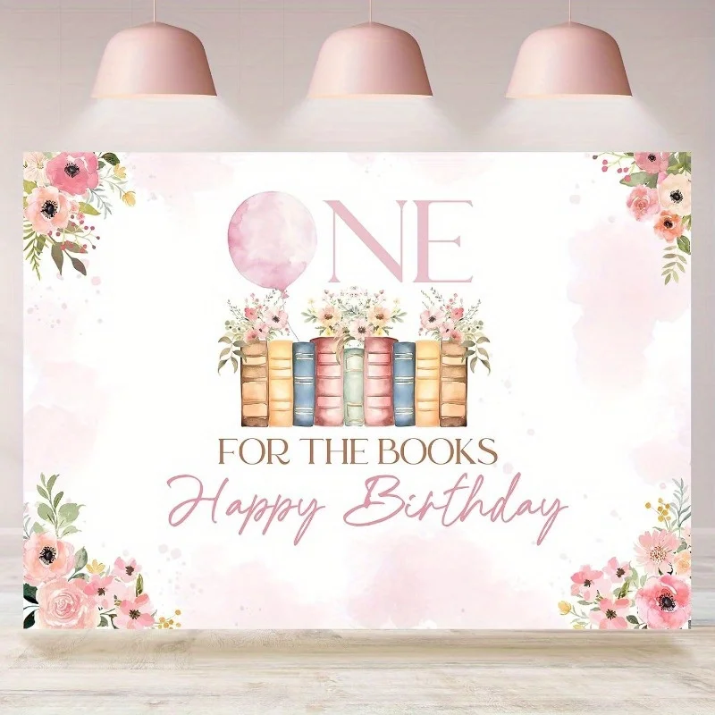 1 Articolo Da Ragazza 1 Sfondo Compleanno - Banner Compleanno Floreale Rosa "One For The Books".-image