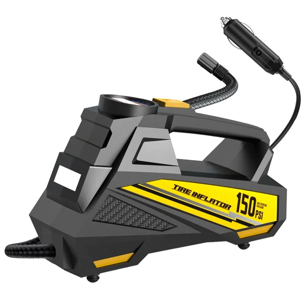 AliExpress CARSUN Corded Portable Car Air Pump Upgraded 12V 150PSI Electric Tire Inflator Pump Motorcycle Bike Ball LED Light Car Air Compressor